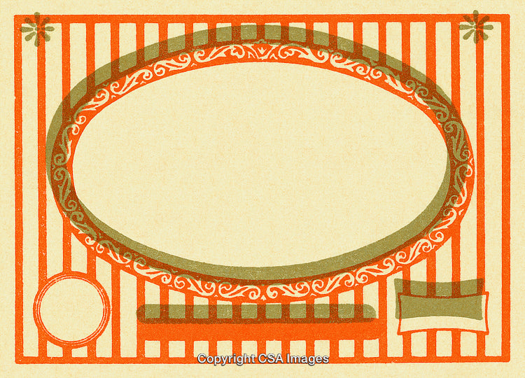 Decorative Ornate Antique Template with Intricate Border Design and Striped Background