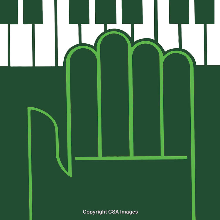 Abstract Green Hand and Keyboard Illustration in Minimalist Line Art Style
