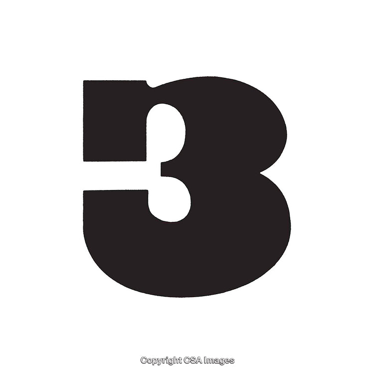 Large Bold Serif Number Three on a White Background