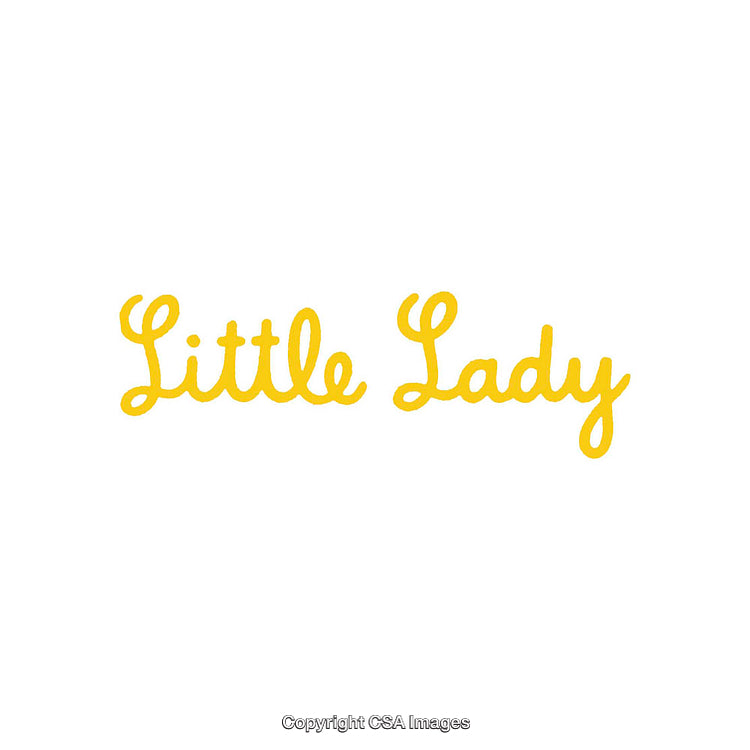 Yellow Handwritten Script Text Displaying "Little Lady" On White Background