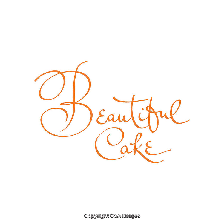 Elegant Orange Lettering of Beautiful Cake on White Background