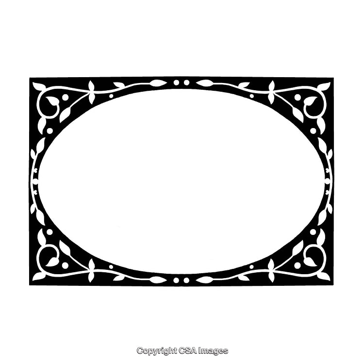 Elegant Black And White Ornamental Decorative Rectangular Border Design