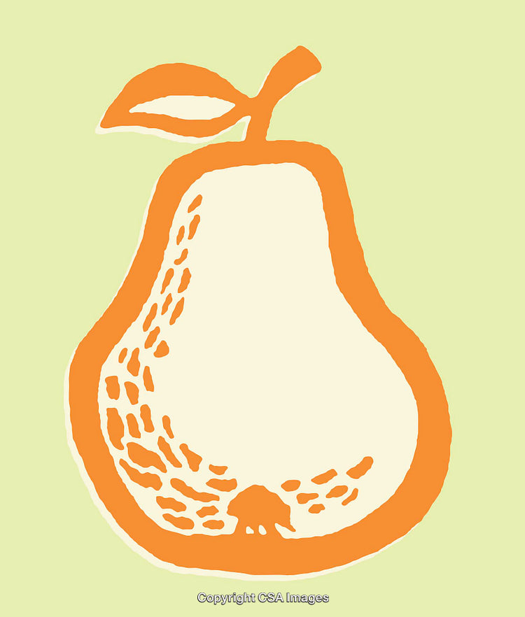 Colorful Line Art Illustration of a Vibrant Pear on a Light Background