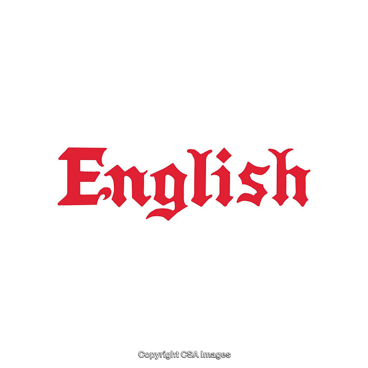 Red Stylized English Typography in Bold Script on White Background