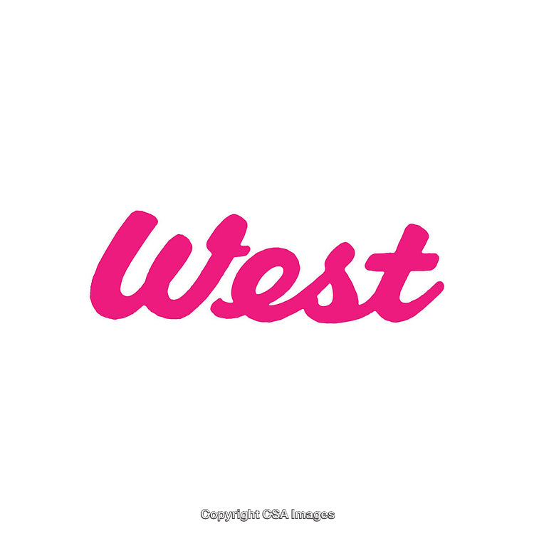 Bold Pink Typography Word 'West' on Minimal White Background