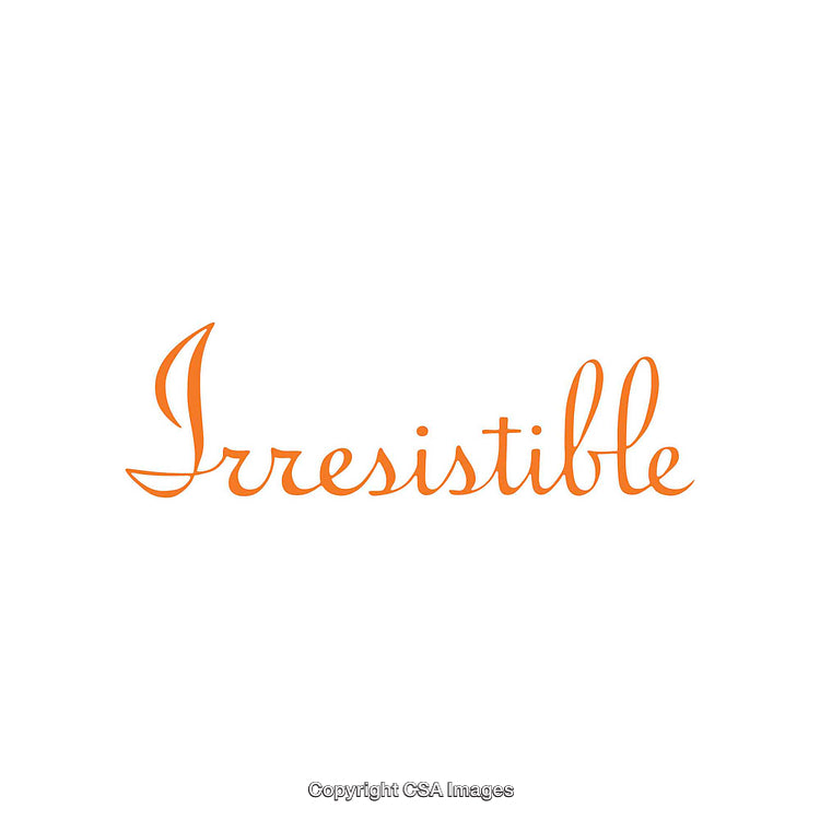 Elegant Handwritten Script Showcasing the Word 'Irresistible' in Orange Typeface