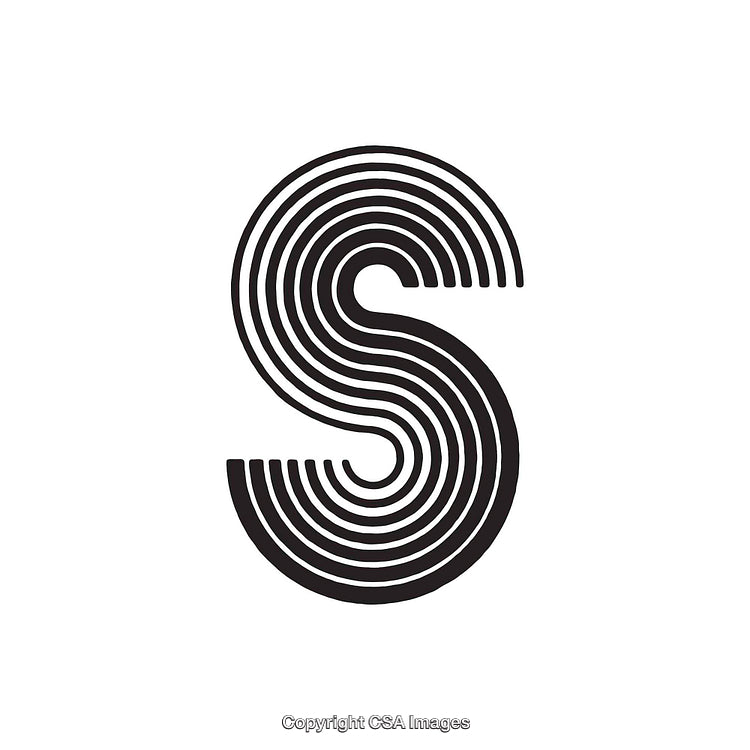 Stylish Monochromatic Letter S Design with Circular Line Patterns
