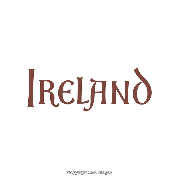 Stylized Typography Artwork Featuring the Word Ireland in Classic Celtic Design