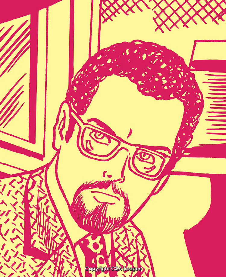 Abstract Portrait of Man With Glasses in Bold Graphic Style