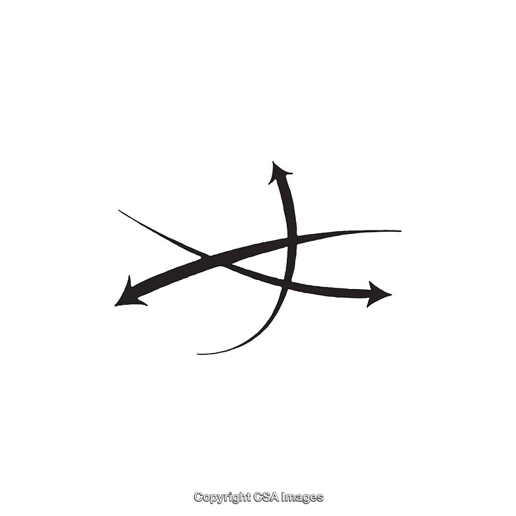 Abstract Black Arrows Crossing Over on a White Background