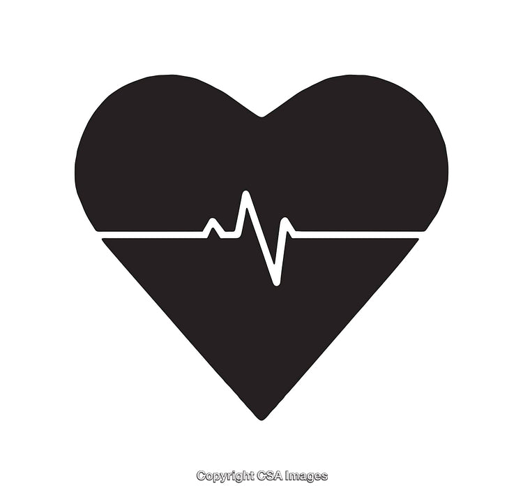 Black Heartbeat Symbol in Black and White Minimalist Style