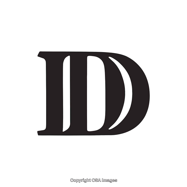 Isolated Black Letter "D" Design on a White Background