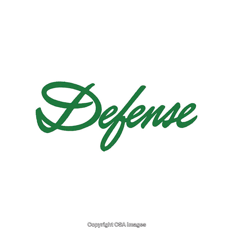 Green Defense Script Logo on White Background