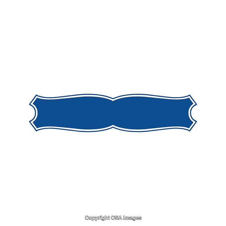 Blue Decorative Label Design with Curved Edges on White Background
