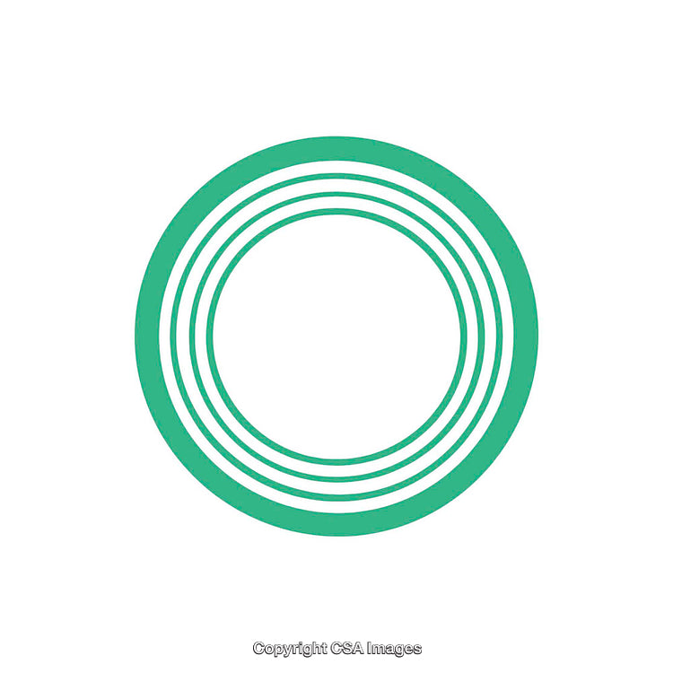 Minimalistic Green Letter O Design with Concentric Circles on White Background
