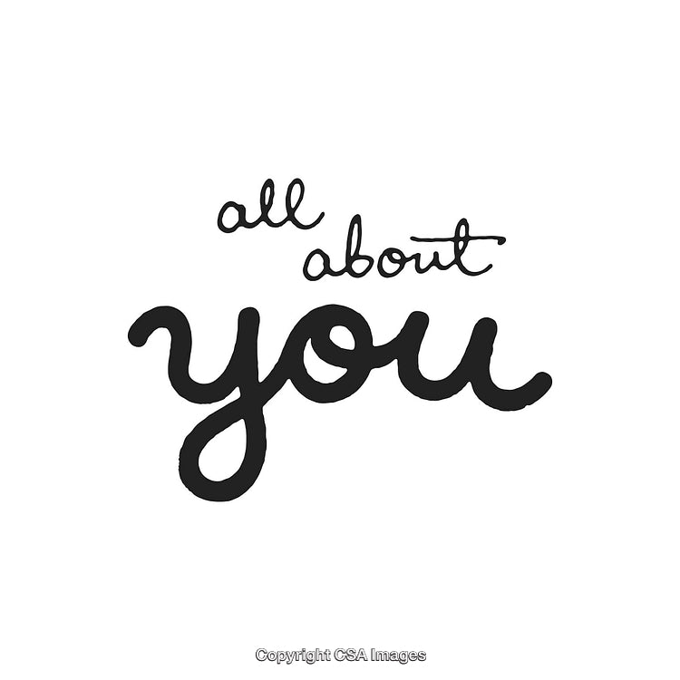 Handwritten Calligraphy 'All About You' Text Design on White Background