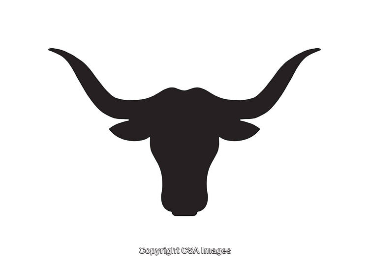 Black and White Silhouette of a Longhorn Cattle Head Icon