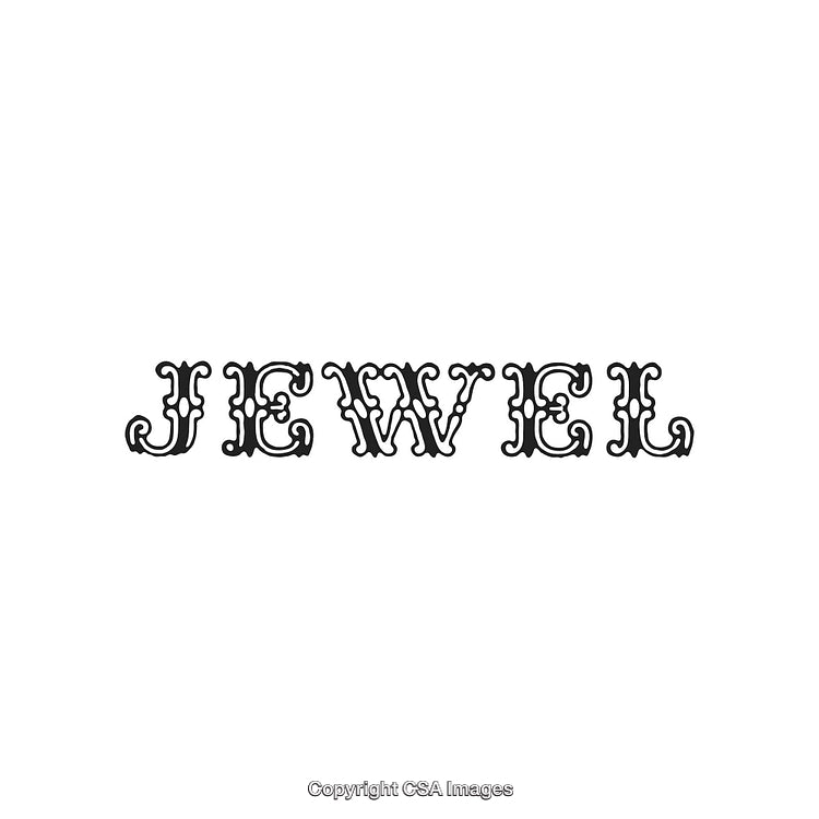 Ornate Decorative Word Art Featuring the Word "Jewel" in Vintage Style