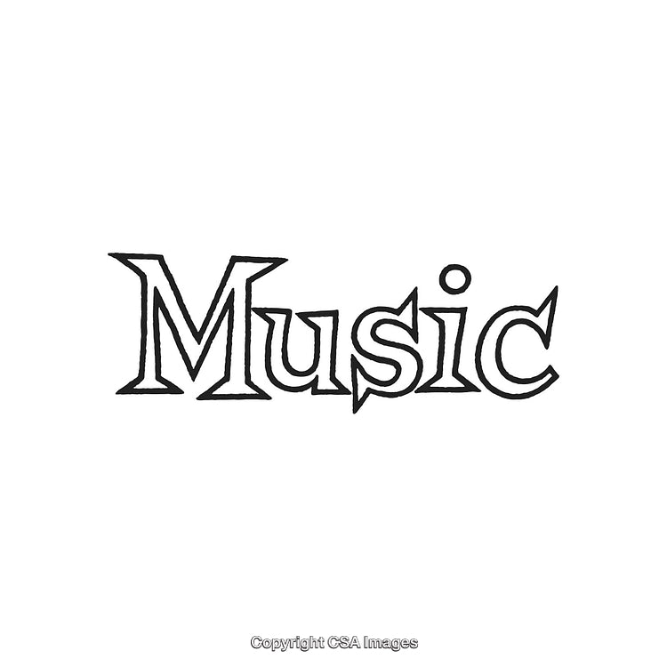 Stylized Text Reading 'Music' in Bold Serif Typeface Design
