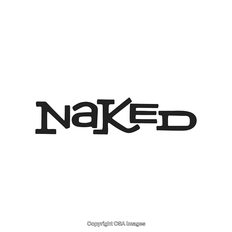 Black Stylized Word 'Naked' on a White Minimalist Background