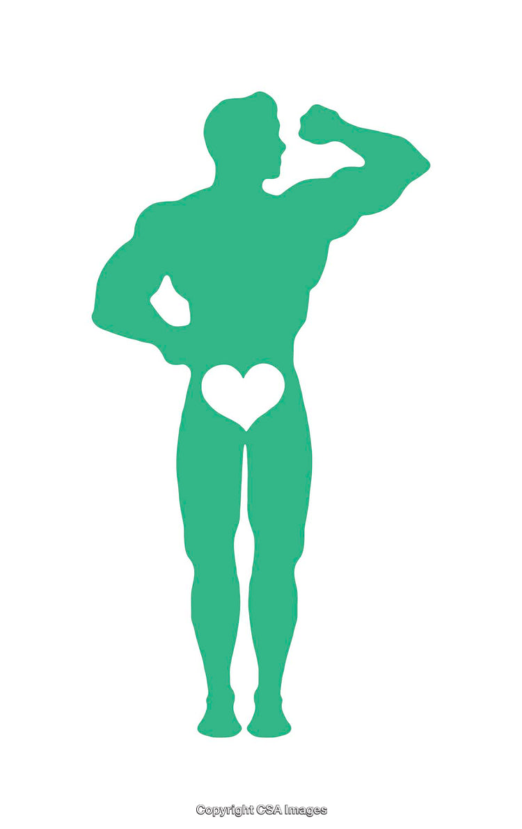 Silhouette of a Bodybuilder with Heart Motif Highlighting Vitality