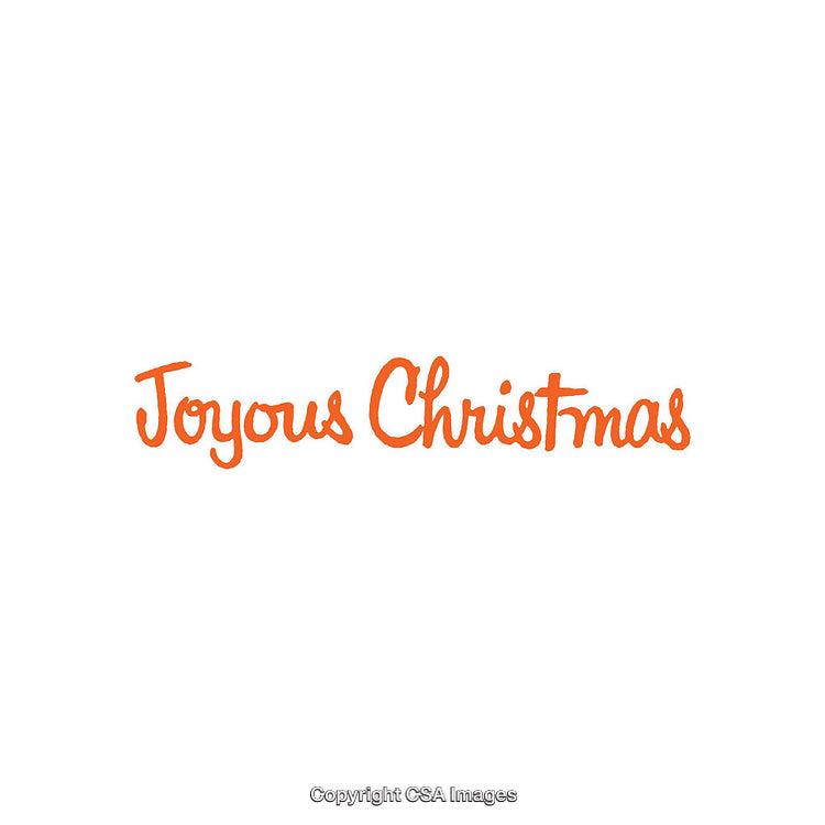 Joyful Festive Christmas Hand-Drawn Text Art in Orange on White Background