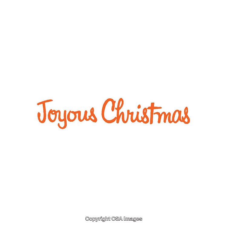 Joyful Festive Christmas Hand-Drawn Text Art in Orange on White Background