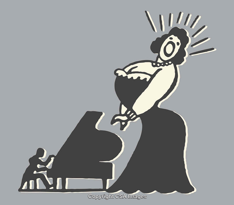 Illustration of Opera Singer with Pianist in Stylish Minimalistic Design