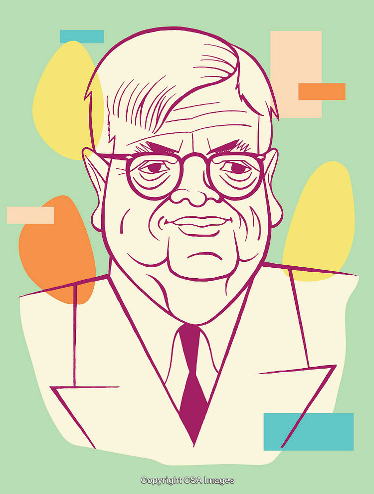Colorful Line Art Illustration Featuring a Stylish Person with Background Shapes