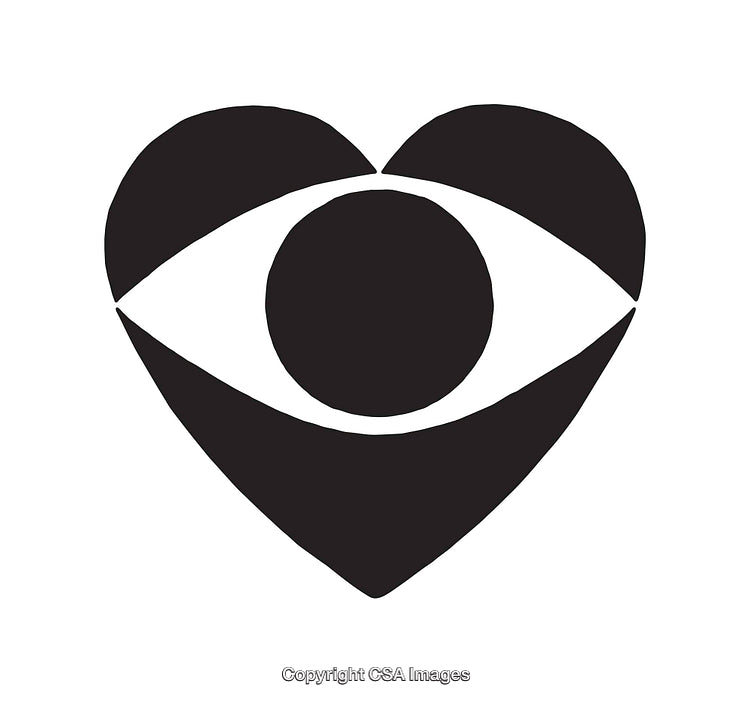 Abstract Heart and Eye Symbol in Black and White Art