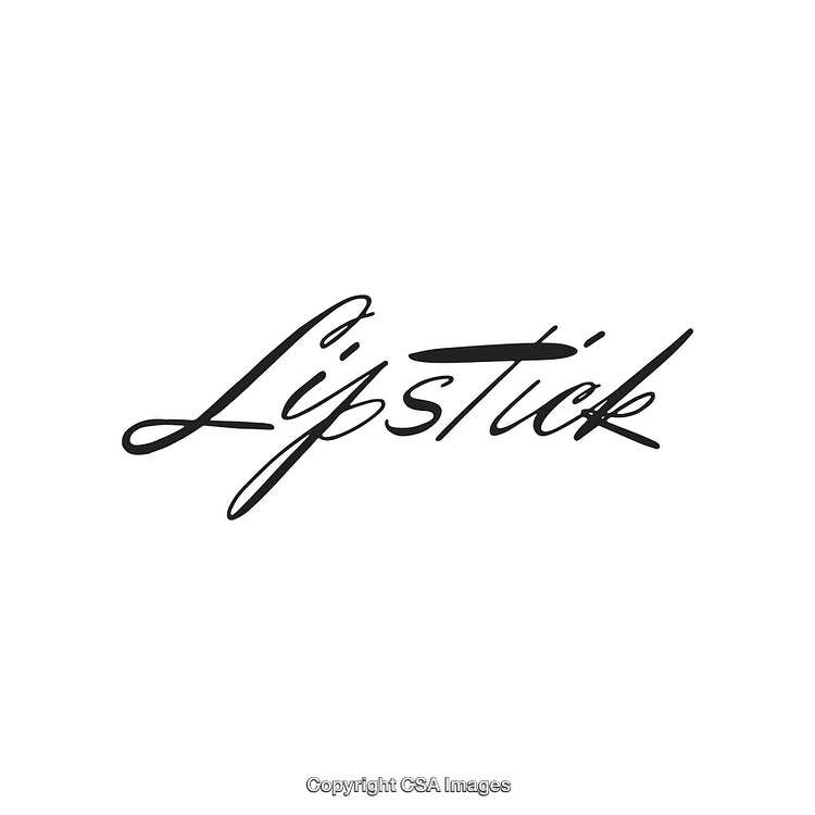 Elegant Handwritten Typography of the Word Lipstick on a White Background