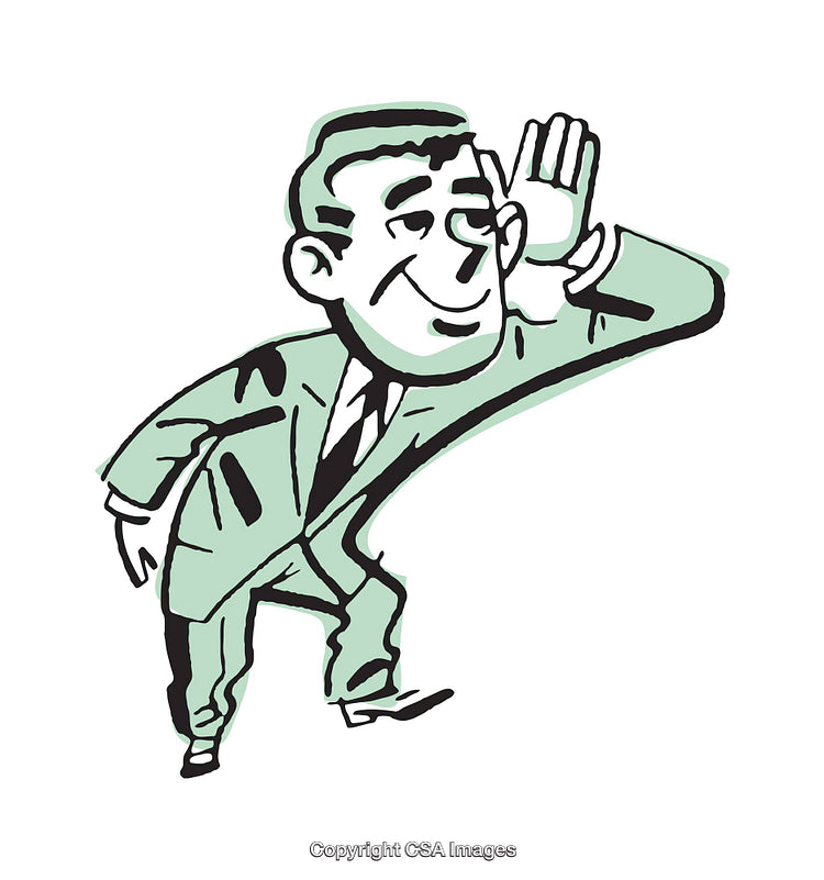 Retro Style Illustration of a Man Actively Eavesdropping