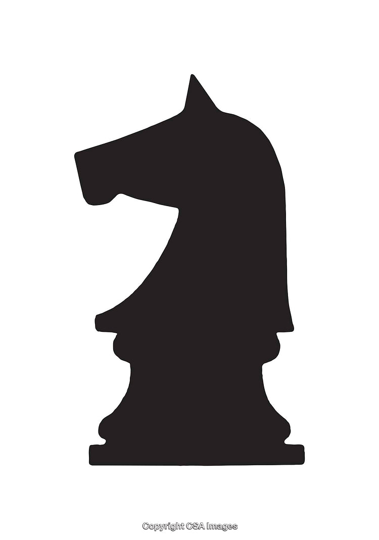 Bold Black Silhouette of a Knight Chess Piece in a Classic Style