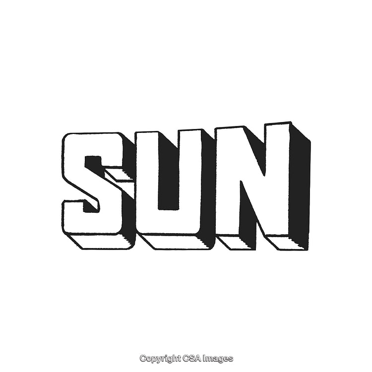 Bold 3D Text Reading 'SUN' With a Monochrome Design