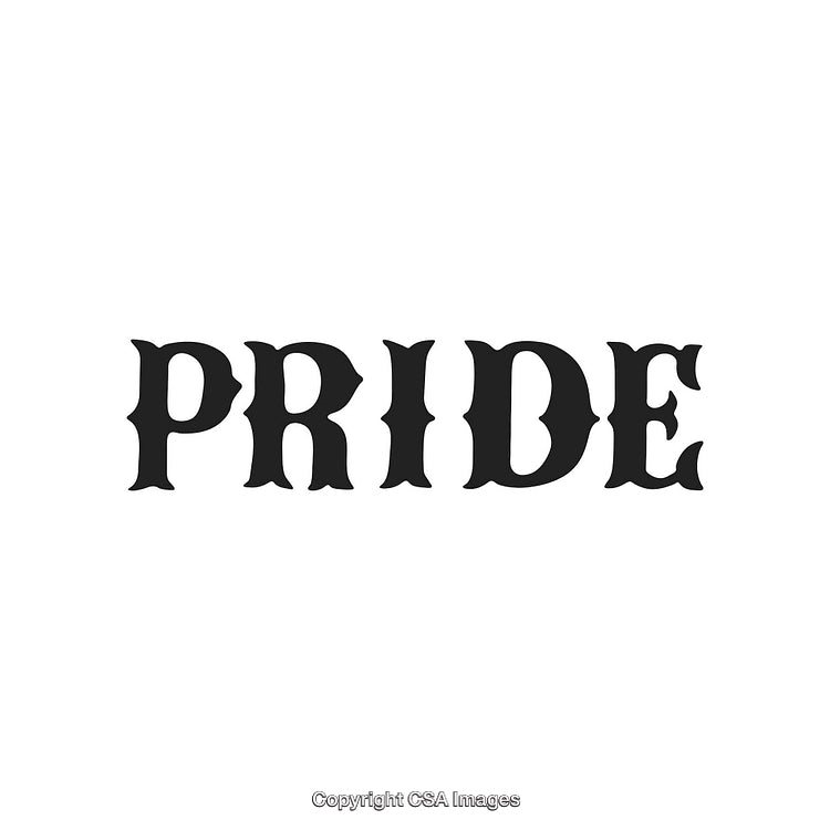 Bold Typeface Displaying the Word PRIDE in Black on White Background