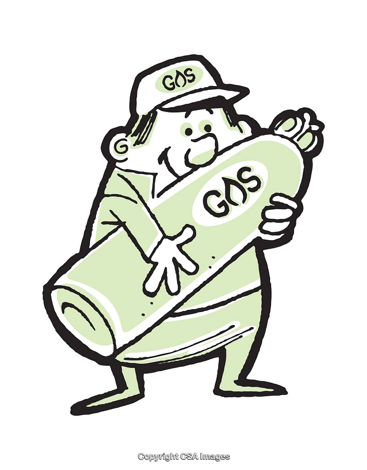 Cartoon Character Carrying a Gas Cylinder with Playful Design