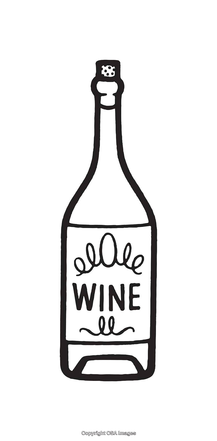Black and White Line Art of a Wine Bottle Hand-Drawn Illustration