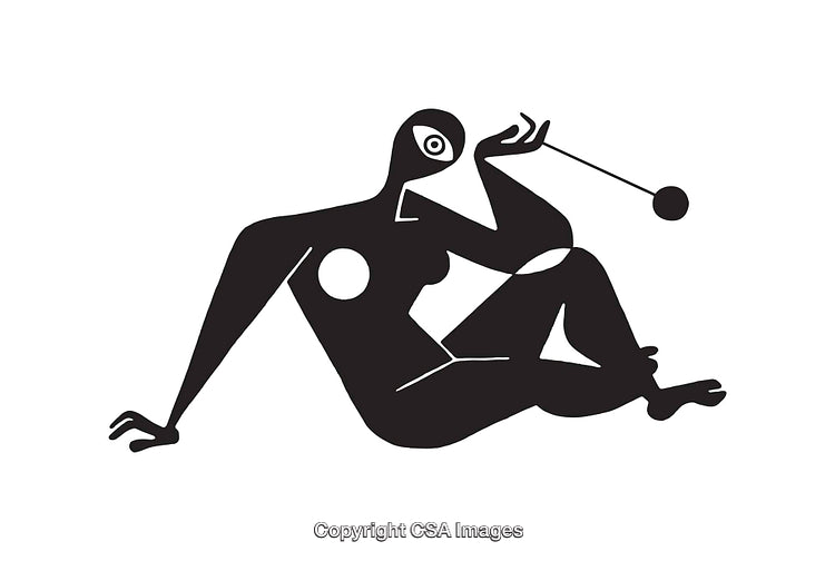 Abstract Black and White Line Art Illustration of a Sitting Figure