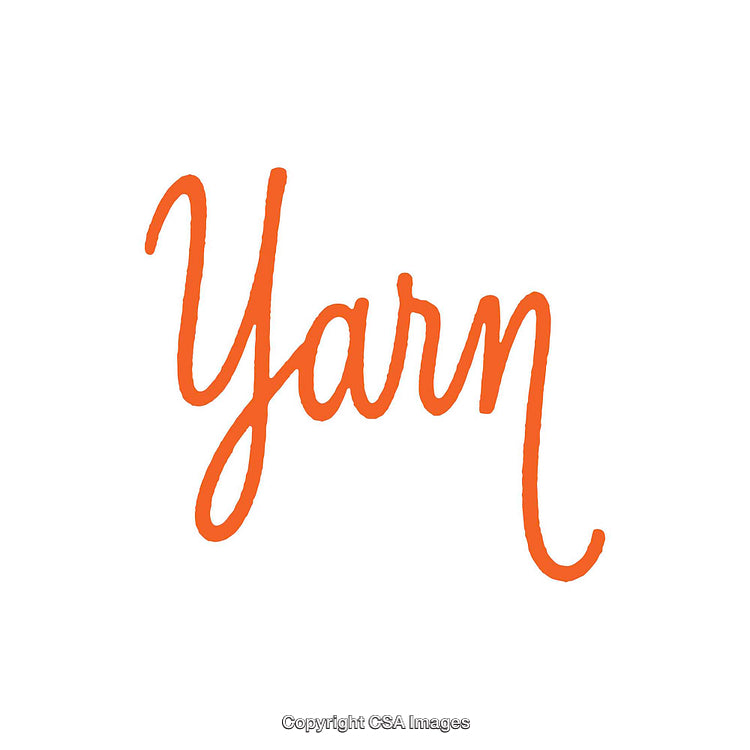 Stylized Orange Calligraphy Design with the Word Yarn on White Background