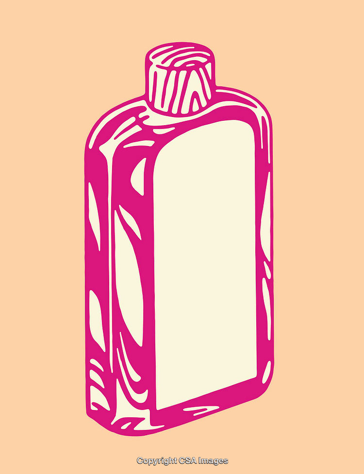 Pink Line Art Illustration of a Simple Bottle with Cap