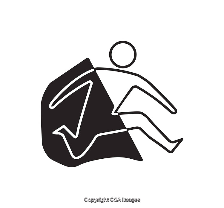 Minimalist Black and White Icon Depicting Abstract Human Movement