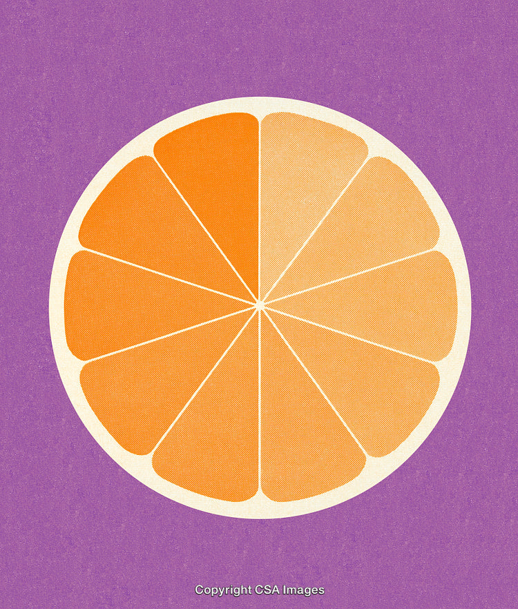 Colorful Illustration of Orange Slice Against a Purple Background