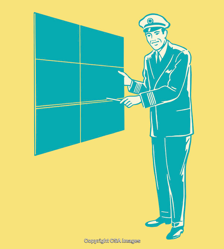 Illustration of a Pilot Presenting on a Large Panel Display