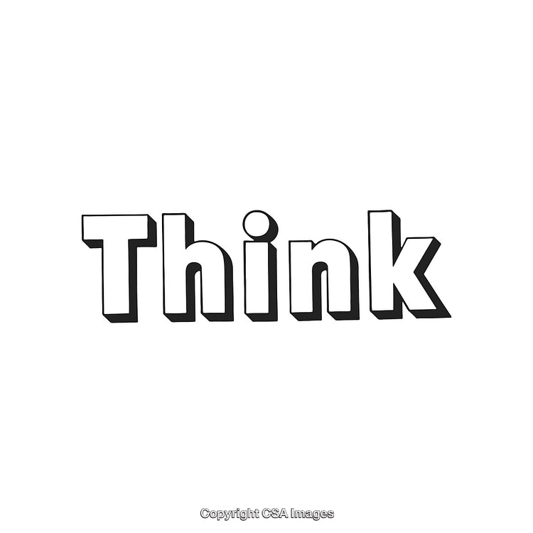 Think Text Design with Bold and Stylish Font in Black and White