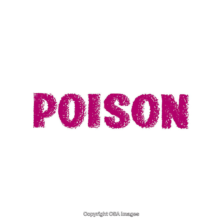 Bold Text Depicting the Word Poison in Pink on White Background