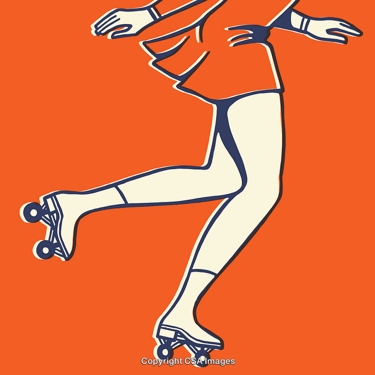 Bright Retro Illustration of Roller Skating with Dynamic Motion