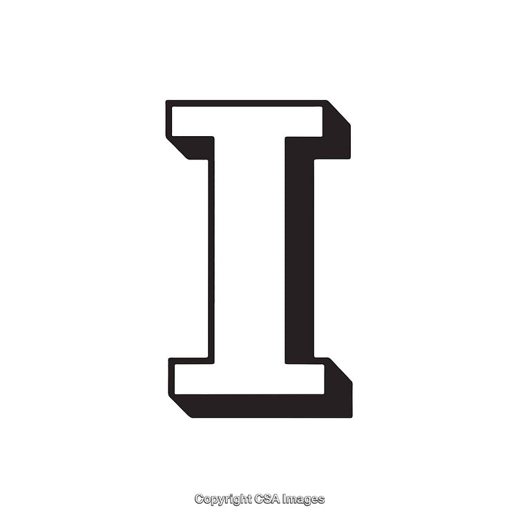 Black and White Stylized Letter I With Shadow Accent