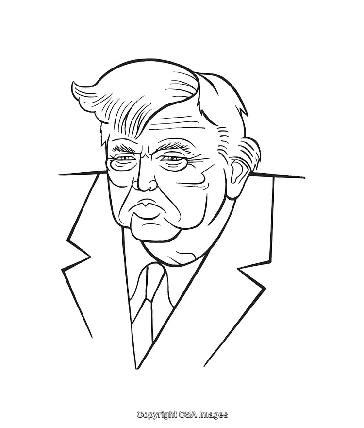 Black and White Line Art Illustration of a Man's Serious Expression