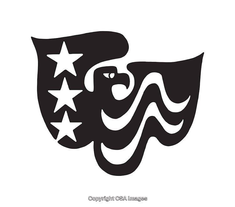 Black and White Stylized Eagle with Stars Icon Design