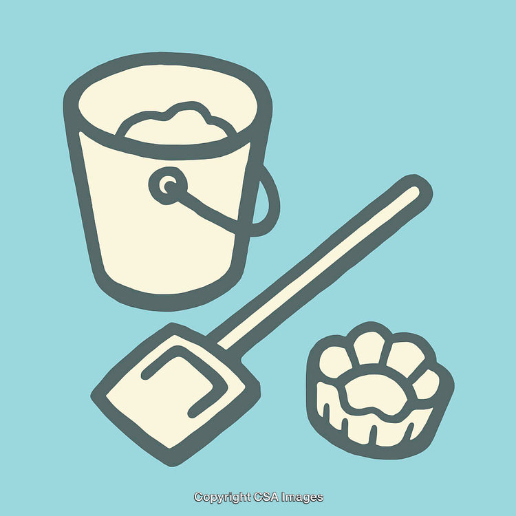 Simple Illustration of Beach Toy Set with Bucket and Spade